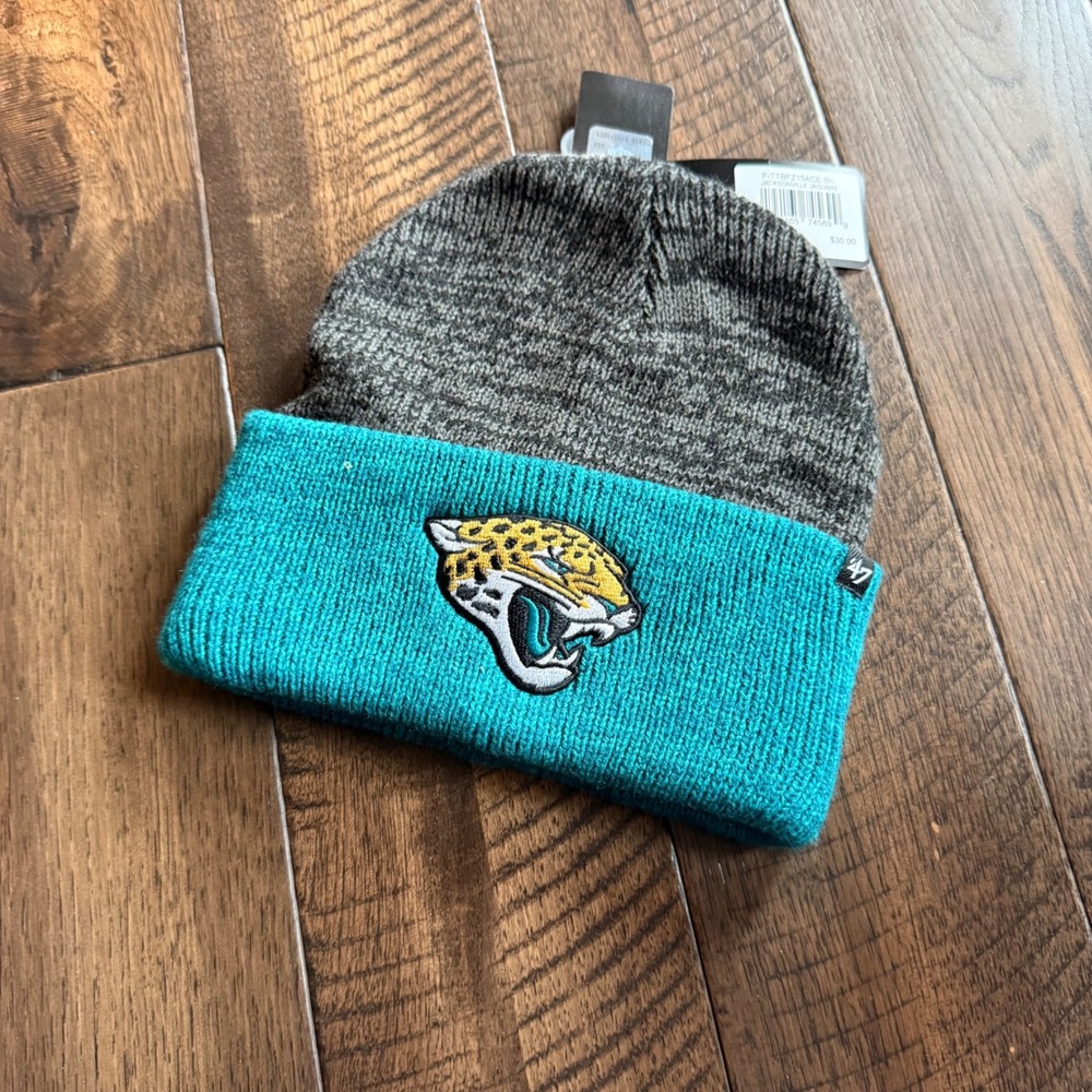 47 Brand NWT NFL Jacksonville Jaguars Cuffed Beanie Marled Grey Teal Hat OSFA